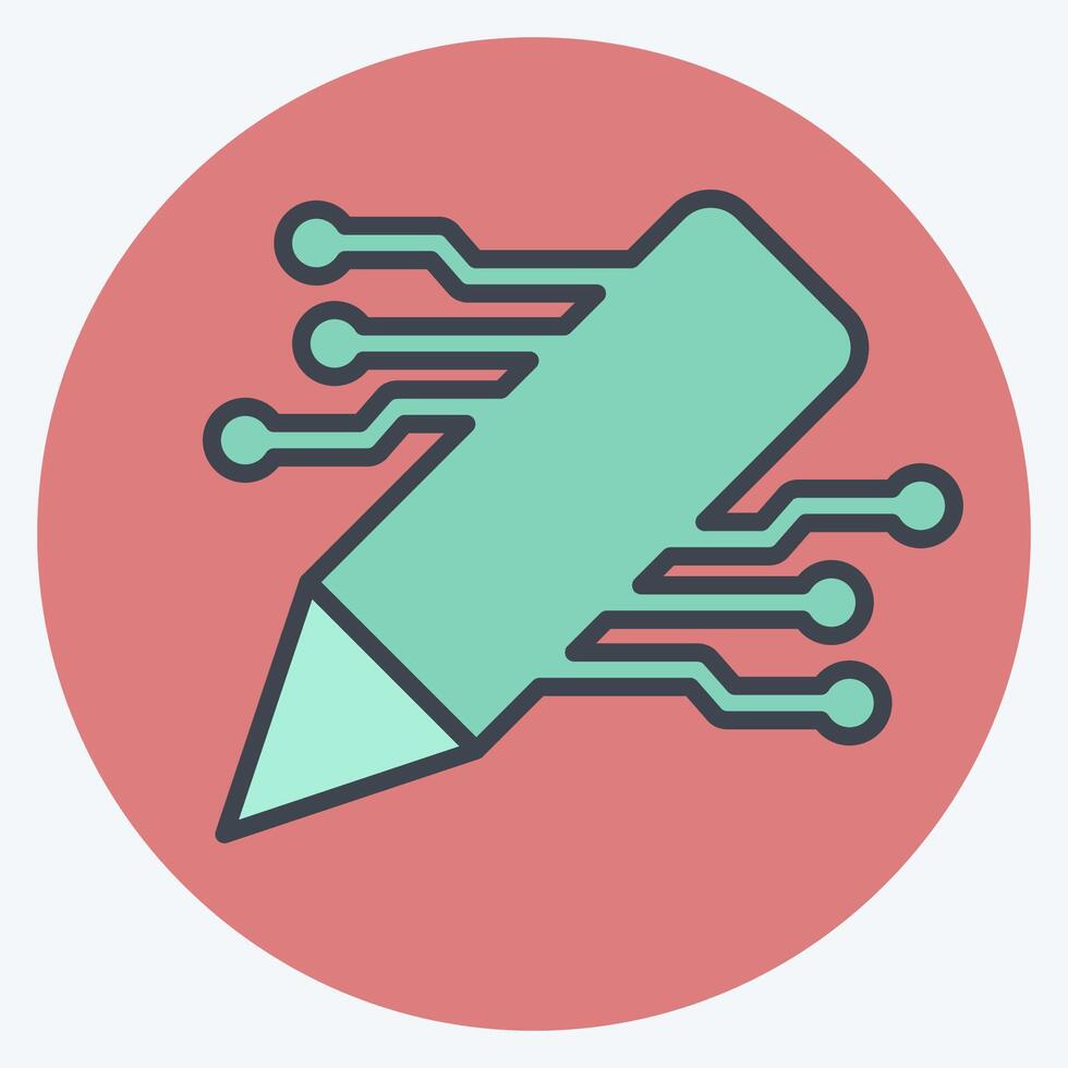 Icon AI Content Writing. related to Artificial Intelligence symbol. color mate style vector
