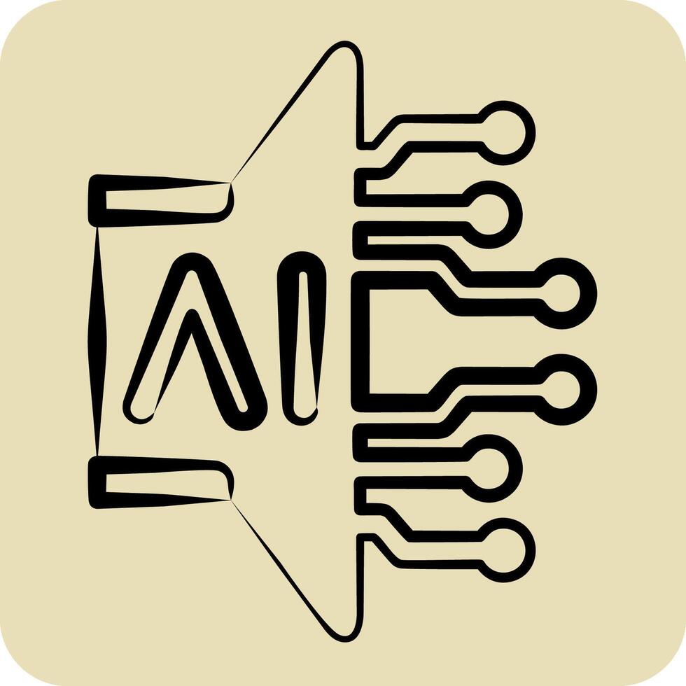 Icon AI Sound. related to Artificial Intelligence symbol. hand drawn style vector