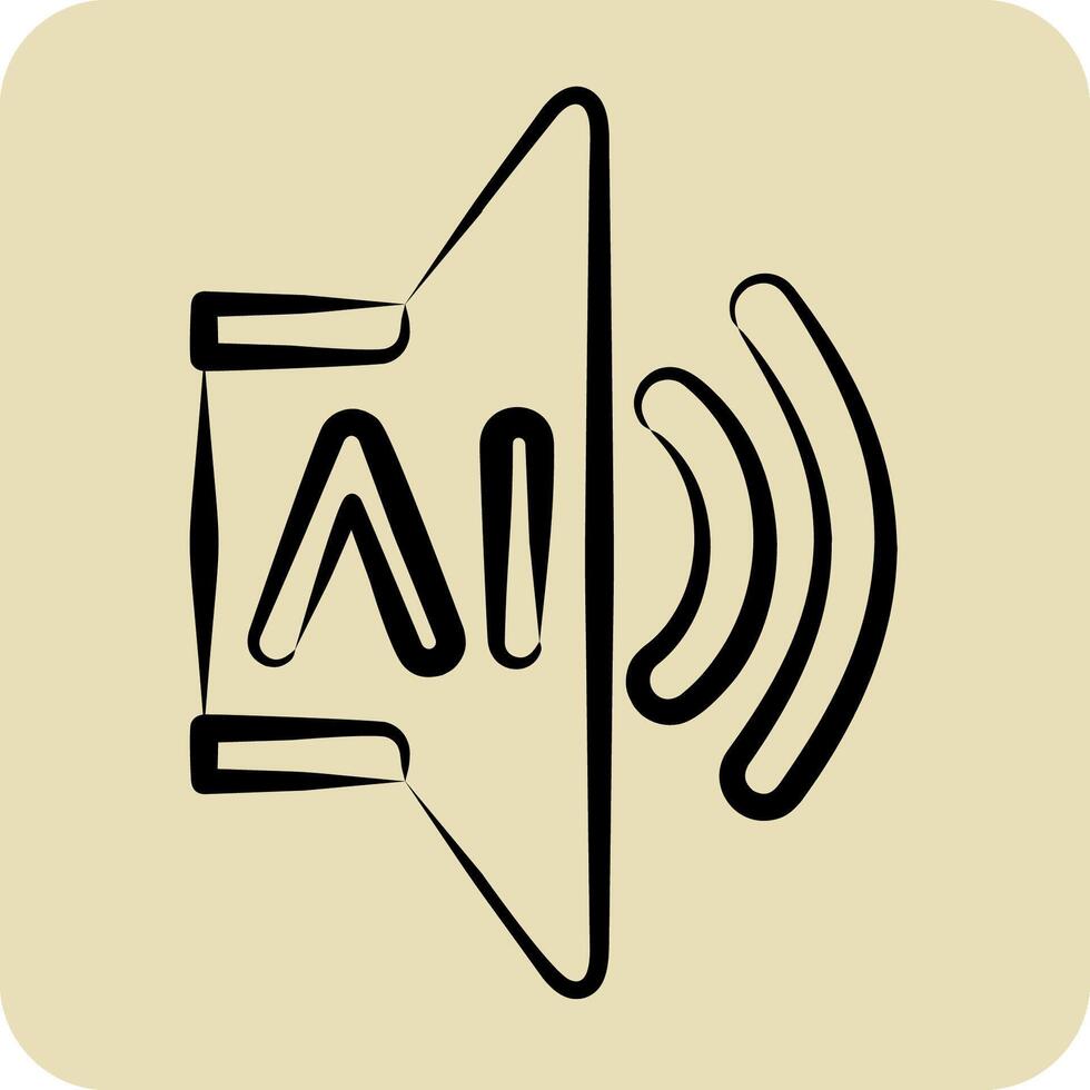 Icon AI Sound 2. related to Artificial Intelligence symbol. hand drawn style vector