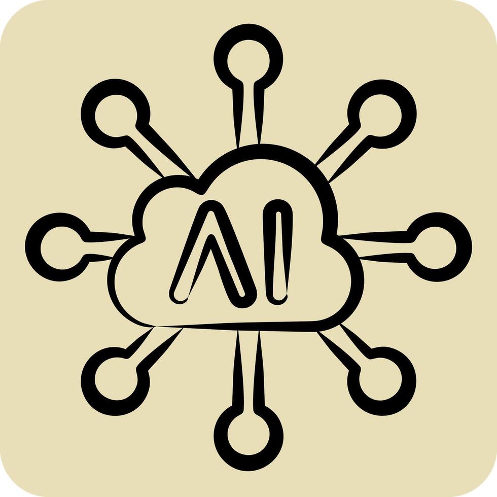 Icon Connectivity. related to Artificial Intelligence symbol. hand drawn style vector