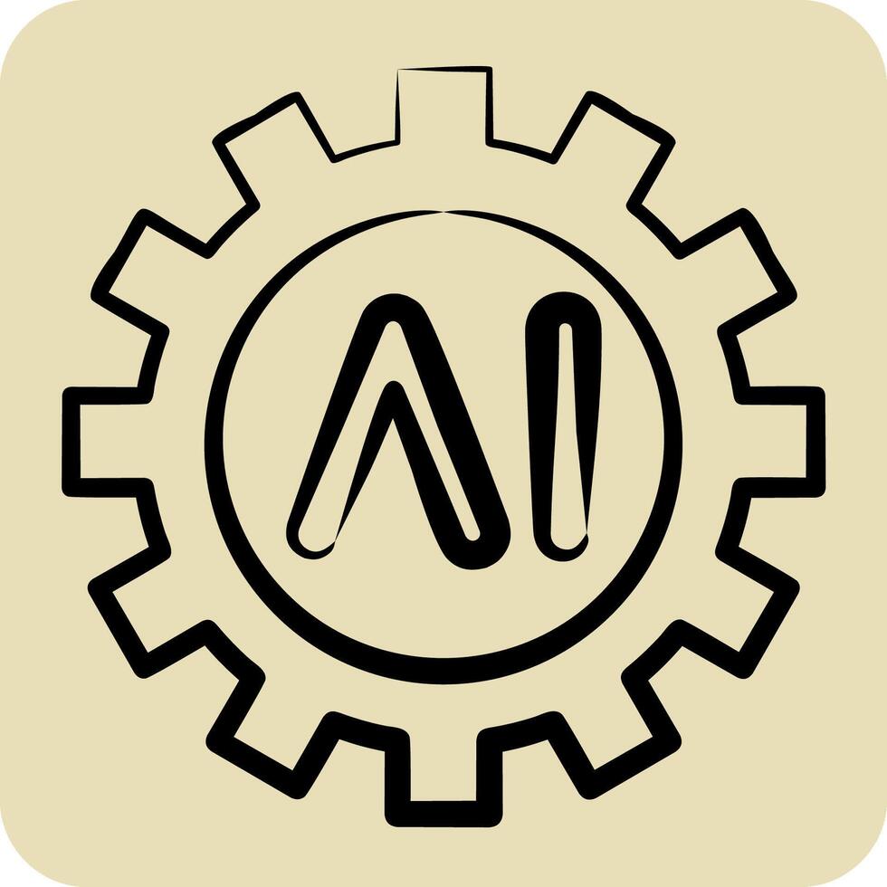 Icon AI Tools. related to Artificial Intelligence symbol. hand drawn style vector