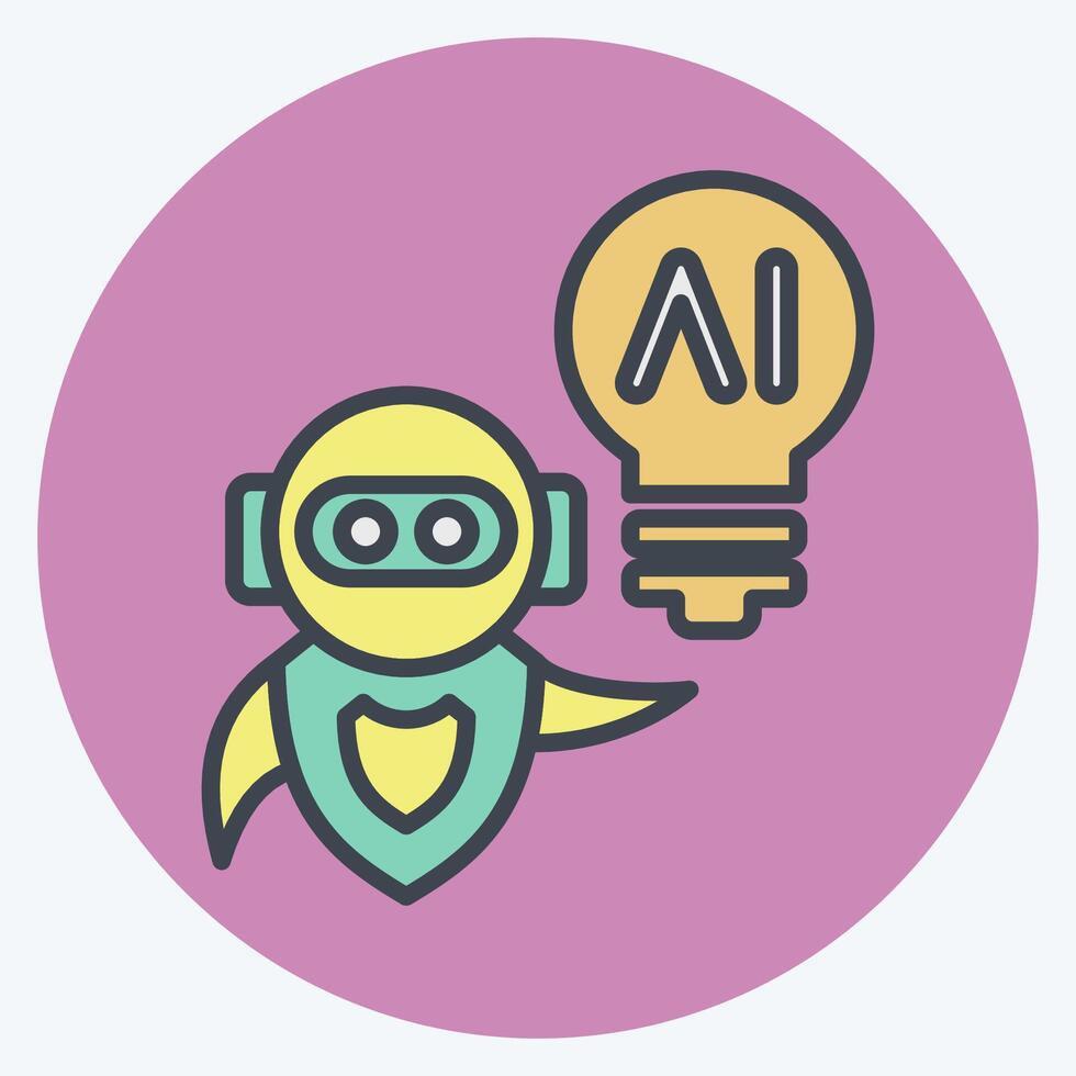 Icon AI Idea. related to Artificial Intelligence symbol. color mate style vector