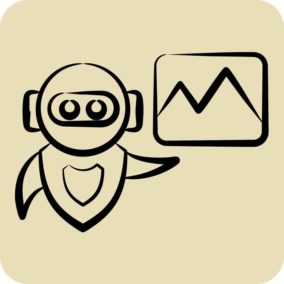 Icon AI Image. related to Artificial Intelligence symbol. hand drawn style vector