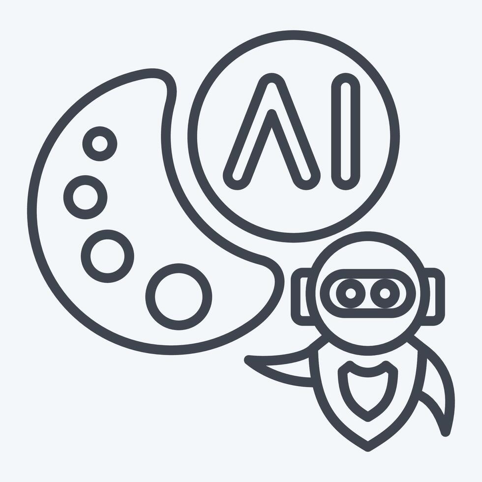 Icon AI Drawing. related to Artificial Intelligence symbol. line style vector