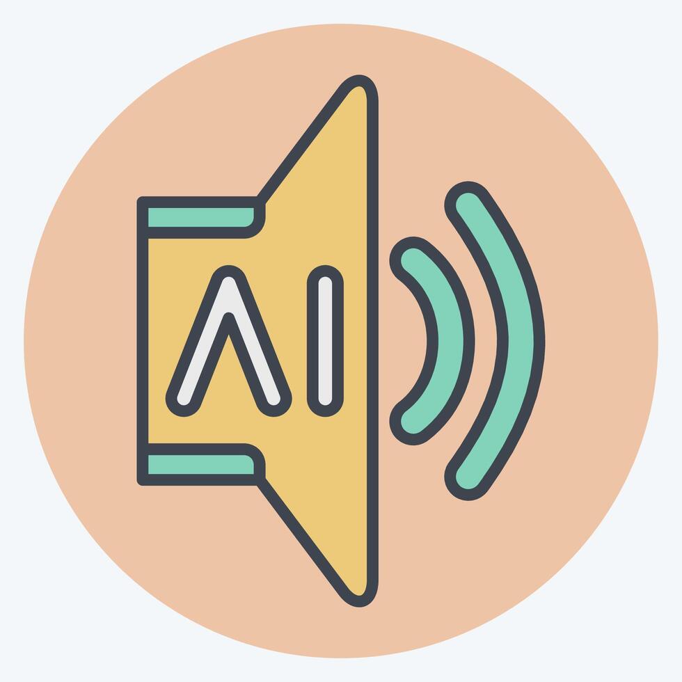 Icon AI Sound 2. related to Artificial Intelligence symbol. color mate style vector