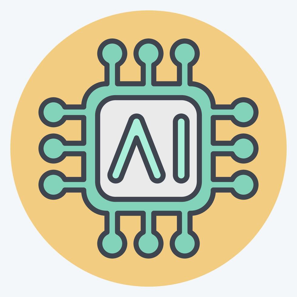 Icon AI Chips. related to Artificial Intelligence symbol. color mate style vector