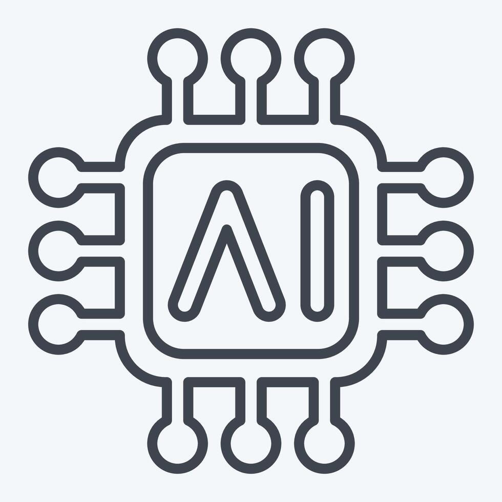 Icon AI Chips. related to Artificial Intelligence symbol. line style vector