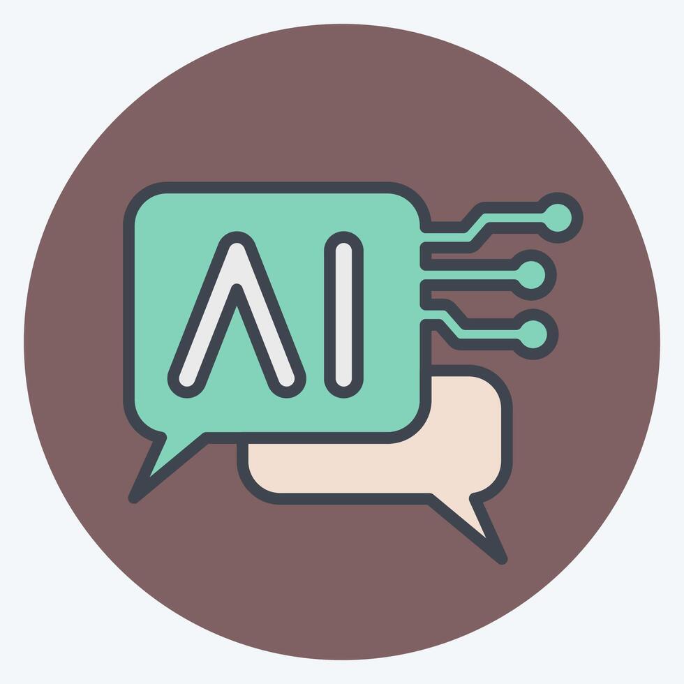 Icon Chat Bot 2. related to Artificial Intelligence symbol. color mate style vector