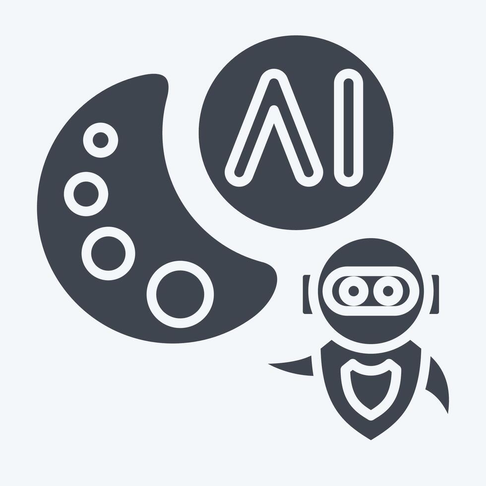 Icon AI Drawing. related to Artificial Intelligence symbol. glyph style vector