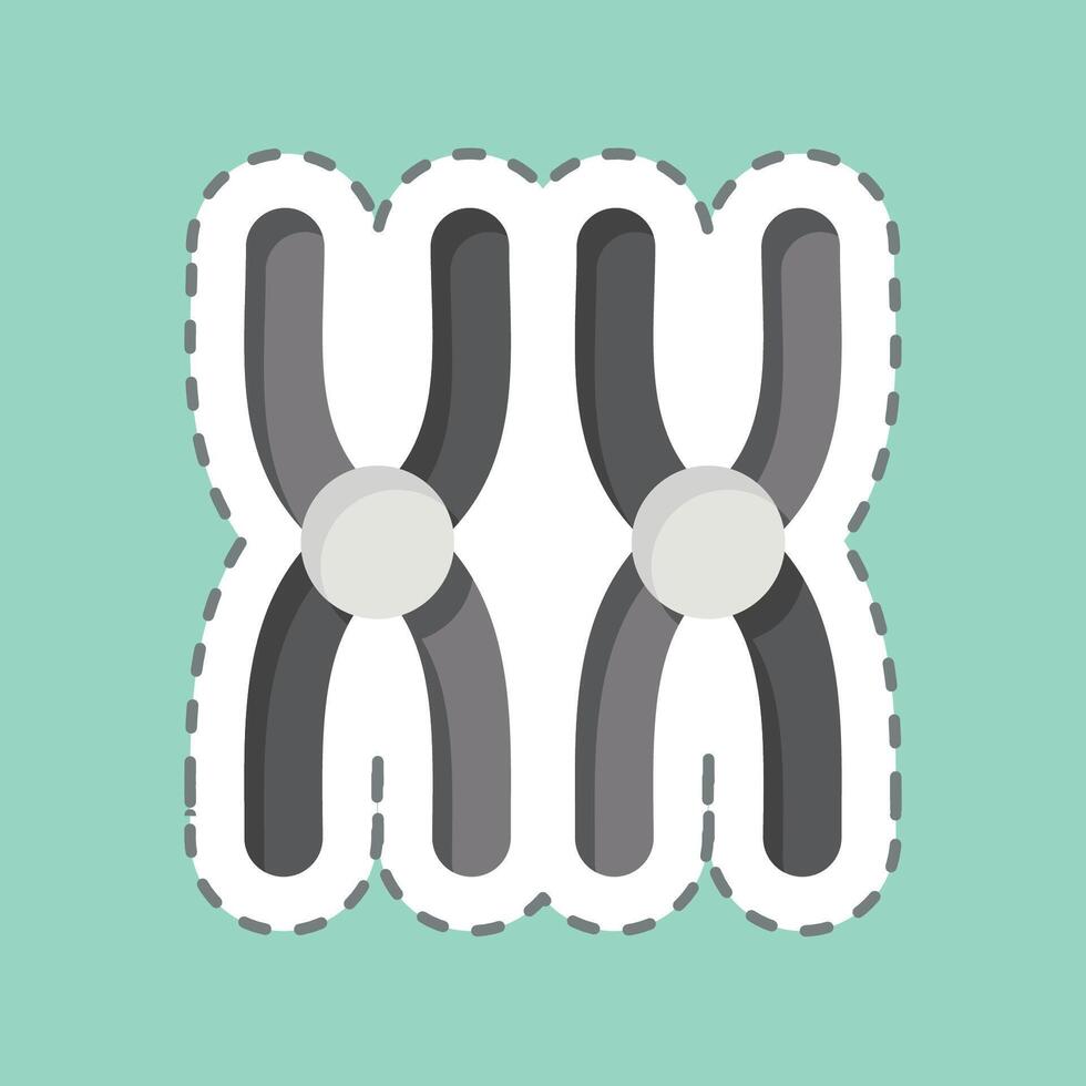 Sticker line cut Chromosome. related to Bioengineering symbol vector