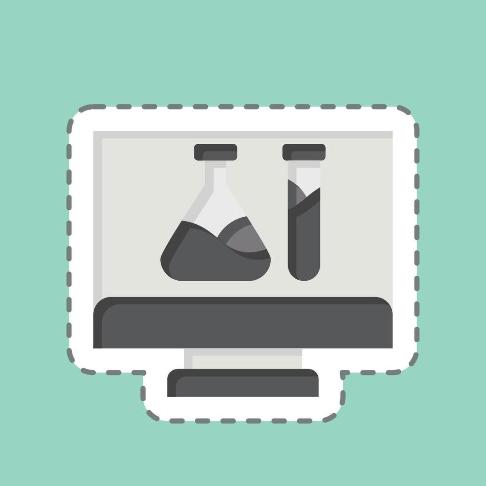 Sticker line cut Biotech. related to Bioengineering symbol vector