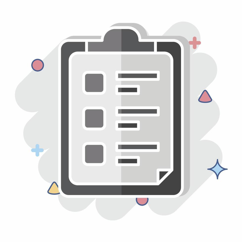 Icon Task List. related to Bioengineering symbol. comic style vector