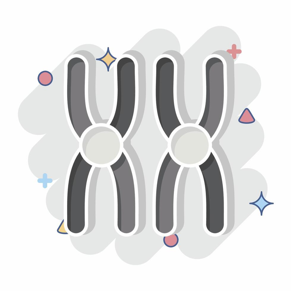 Icon Chromosome. related to Bioengineering symbol. comic style vector