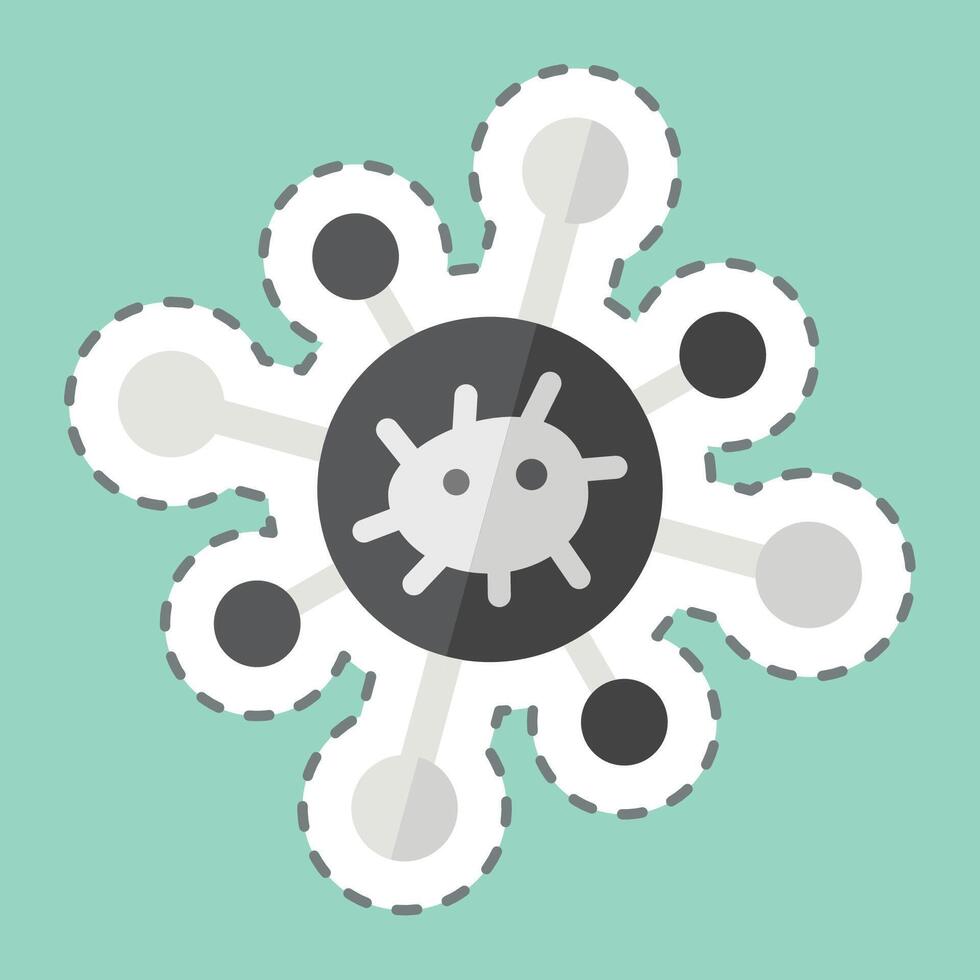 Sticker line cut Biological Network. related to Bioengineering symbol vector
