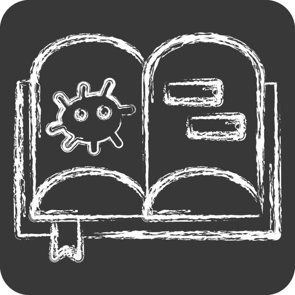 Icon Bacteriology Book. related to Bioengineering symbol. chalk Style vector