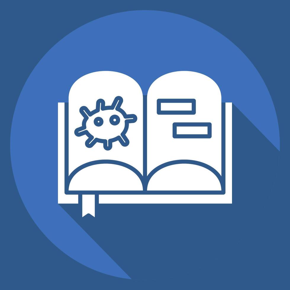 Icon Bacteriology Book. related to Bioengineering symbol. long shadow style vector