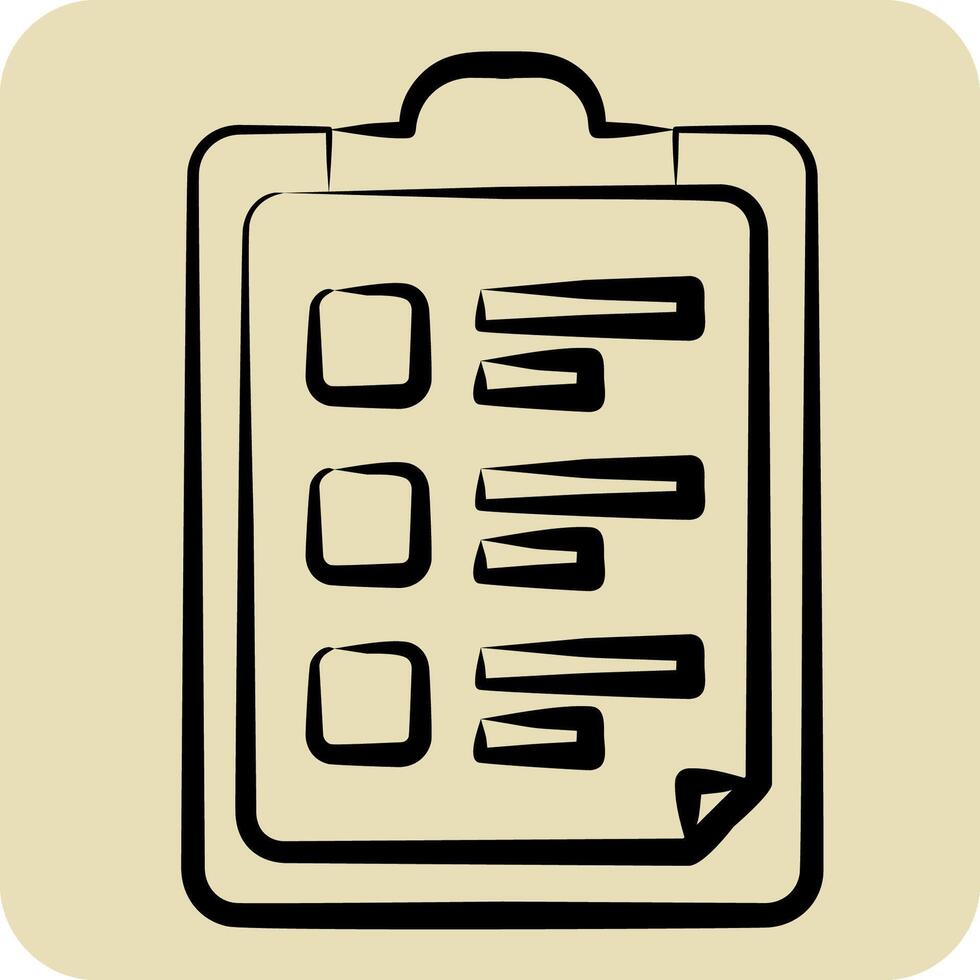 Icon Task List. related to Bioengineering symbol. hand drawn style vector