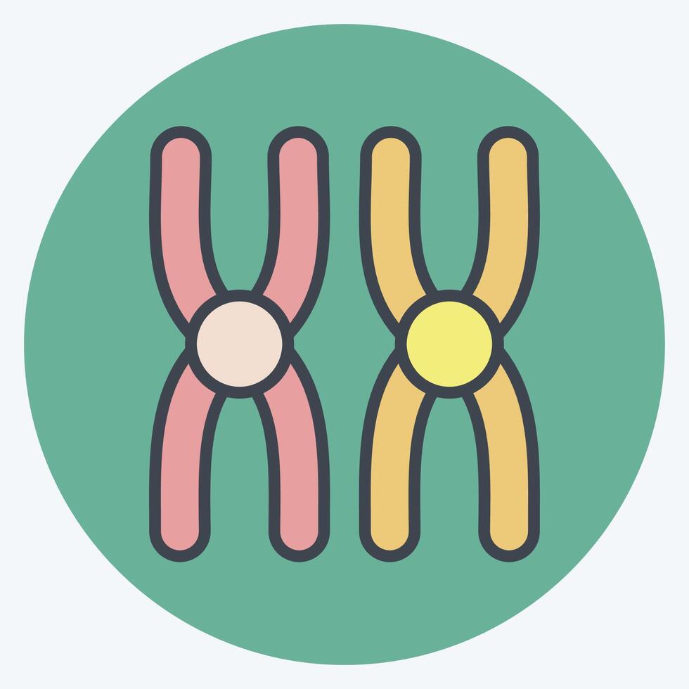 Icon Chromosome. related to Bioengineering symbol. color mate style vector