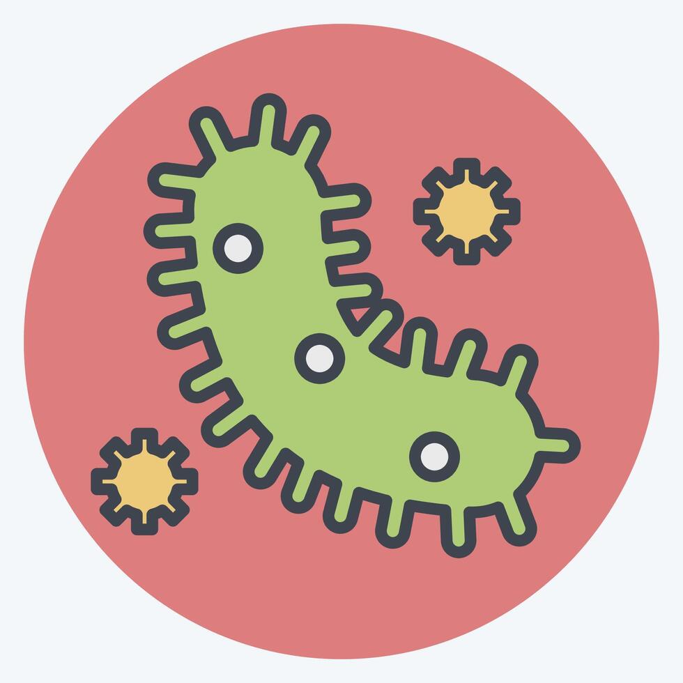 Icon Bacteria And Virus. related to Bioengineering symbol. color mate style vector
