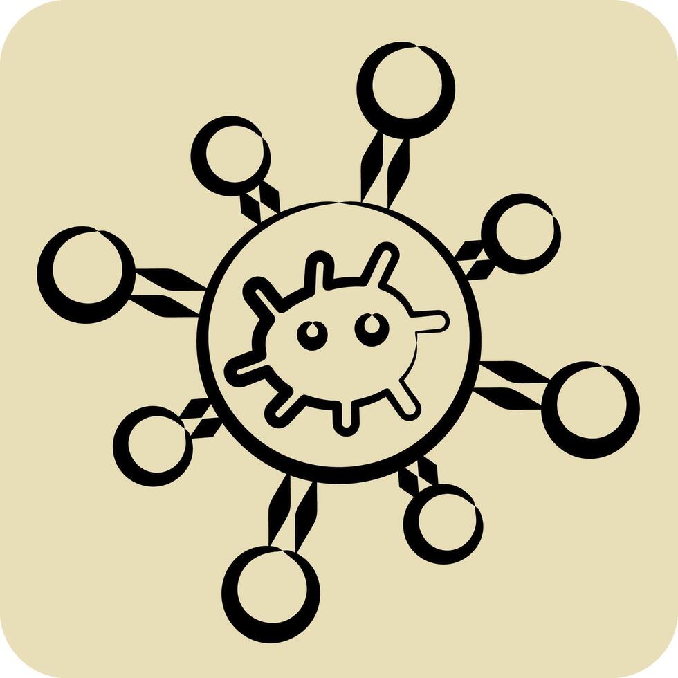 Icon Biological Network. related to Bioengineering symbol. hand drawn style vector
