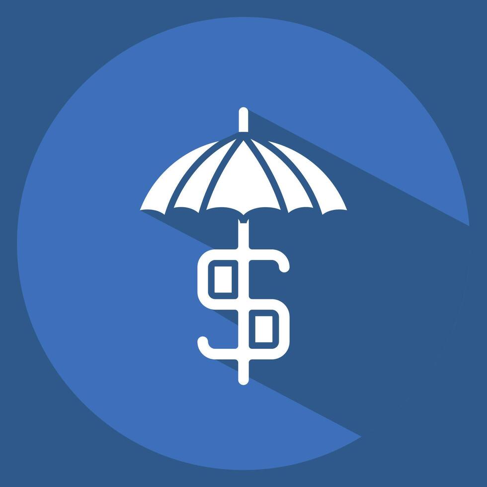 Icon Financial Protection. related to Audit symbol. long shadow style. design editable vector
