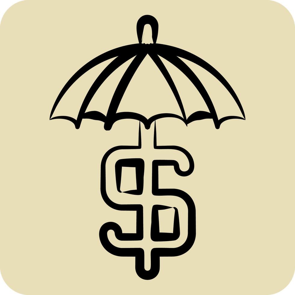 Icon Financial Protection. related to Audit symbol. hand drawn style. design editable vector