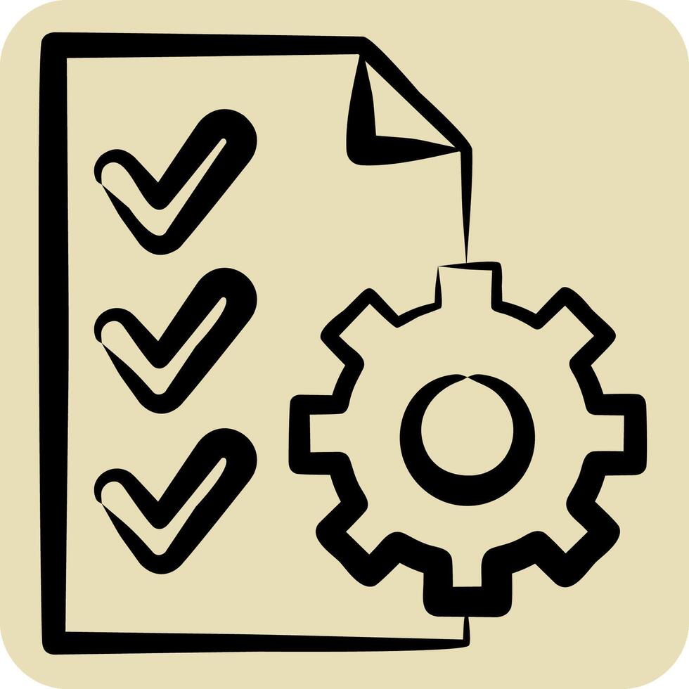 Icon Contract Management. related to Audit symbol. hand drawn style. design editable vector