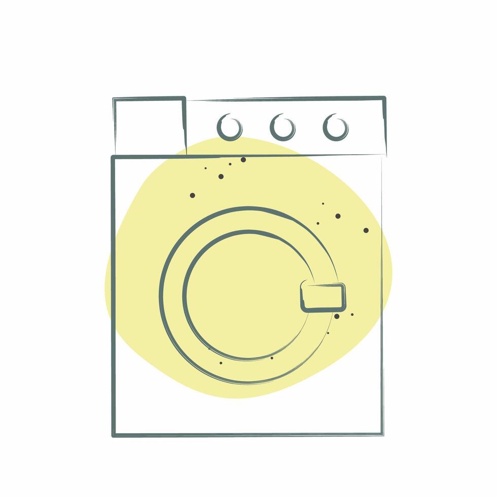 Icon Washing Machine. related to Fabric symbol. Color Spot Style. design editable vector