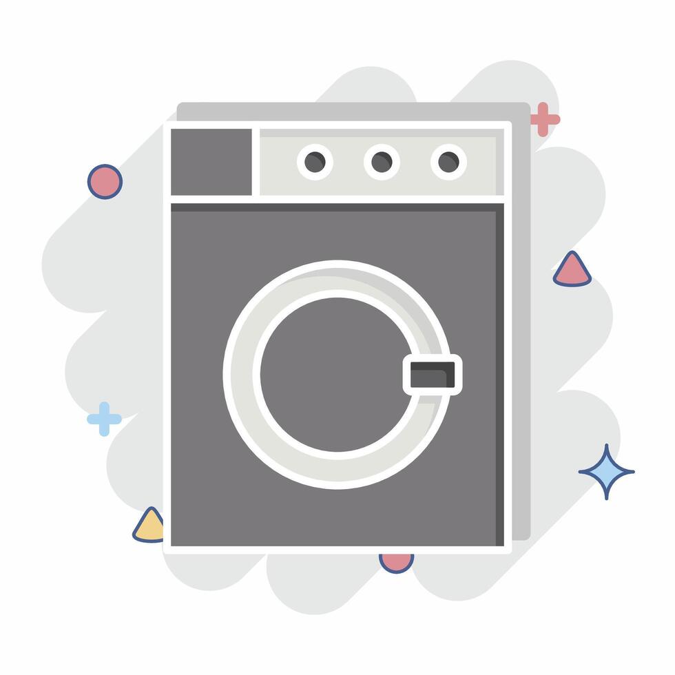 Icon Washing Machine. related to Fabric symbol. comic style. design editable vector