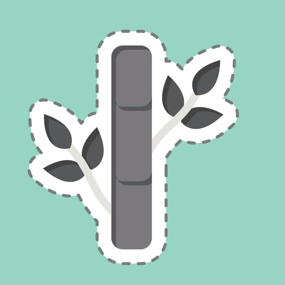 Sticker line cut Bamboo. related to Fabric symbol. design editable vector