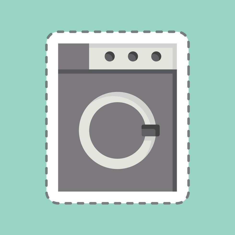 Sticker line cut Washing Machine. related to Fabric symbol. design editable vector