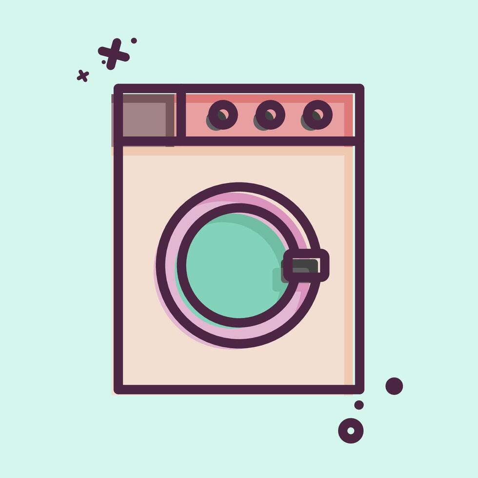 Icon Washing Machine. related to Fabric symbol. MBE style. design editable vector