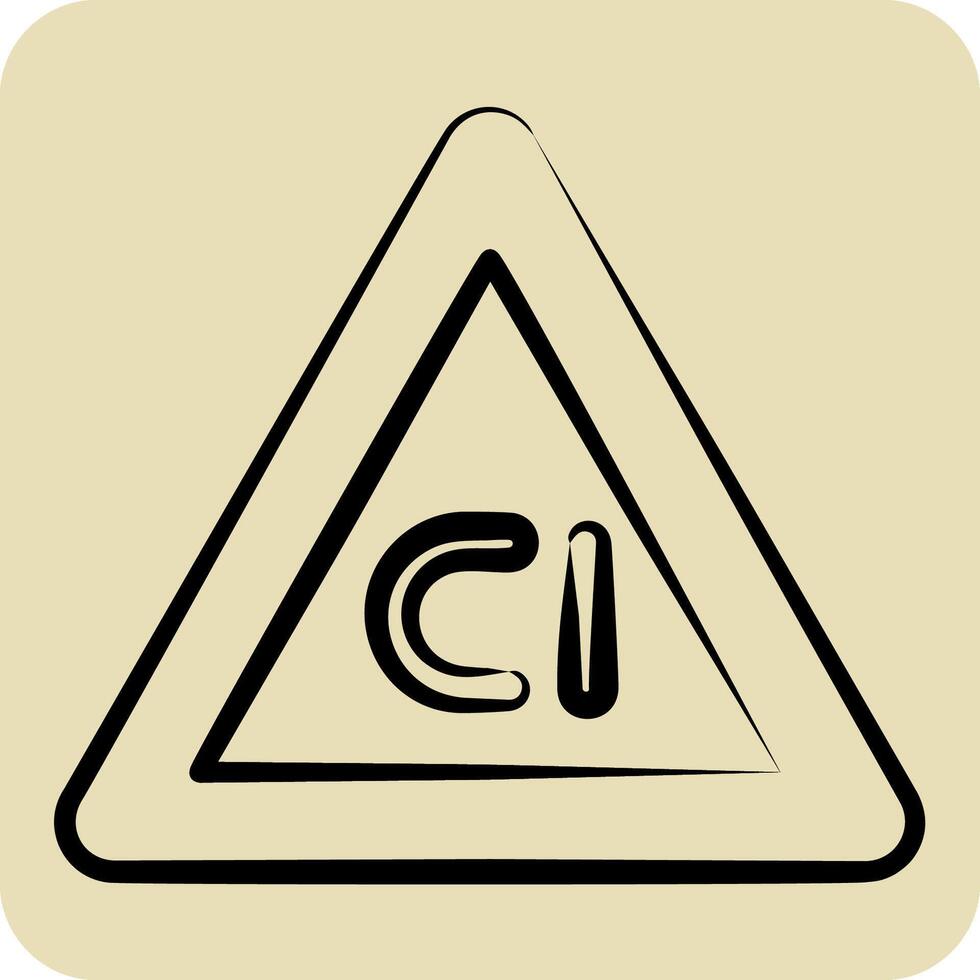 Icon Non Chlorine Bleach. related to Fabric symbol. hand drawn style. design editable vector
