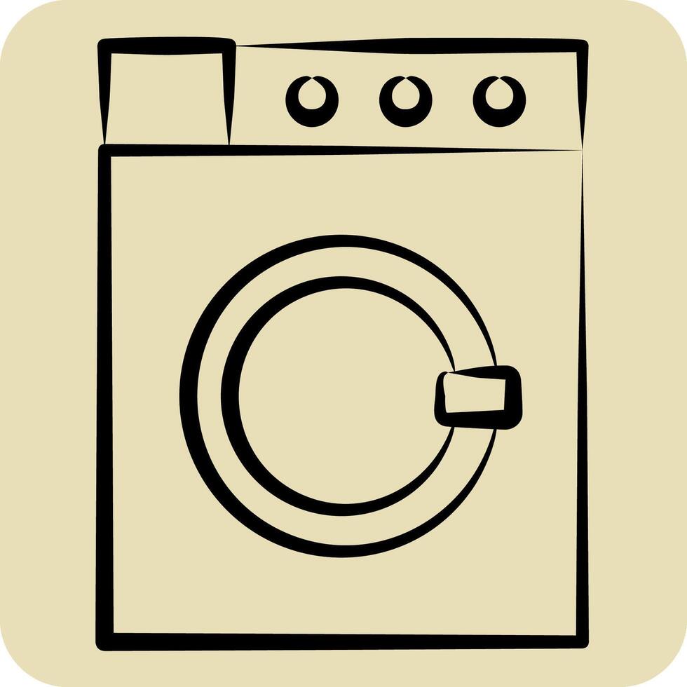 Icon Washing Machine. related to Fabric symbol. hand drawn style. design editable vector