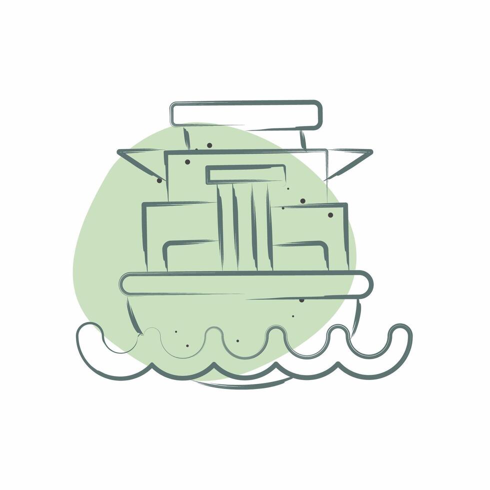 Icon Cargo Ship. related to Vehicle symbol. Color Spot Style. editable vector