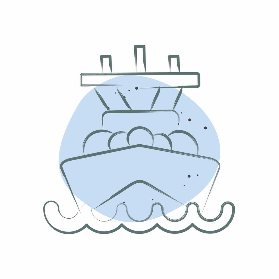 Icon Battleship. related to Vehicle symbol. Color Spot Style. editable vector