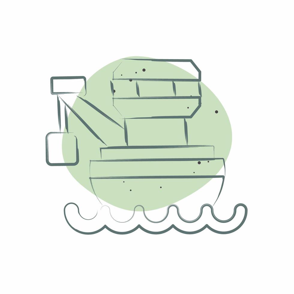 Icon Barge. related to Vehicle symbol. Color Spot Style. editable vector