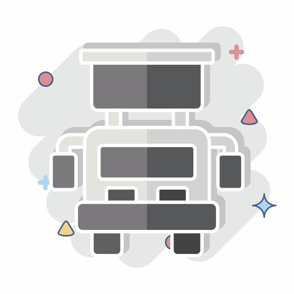 Icon Hook and Ladder Truck. related to Vehicle symbol. comic style. editable vector