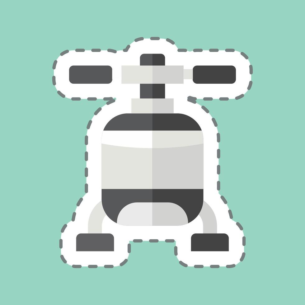 Sticker line cut Helicopter. related to Vehicle symbol. editable vector