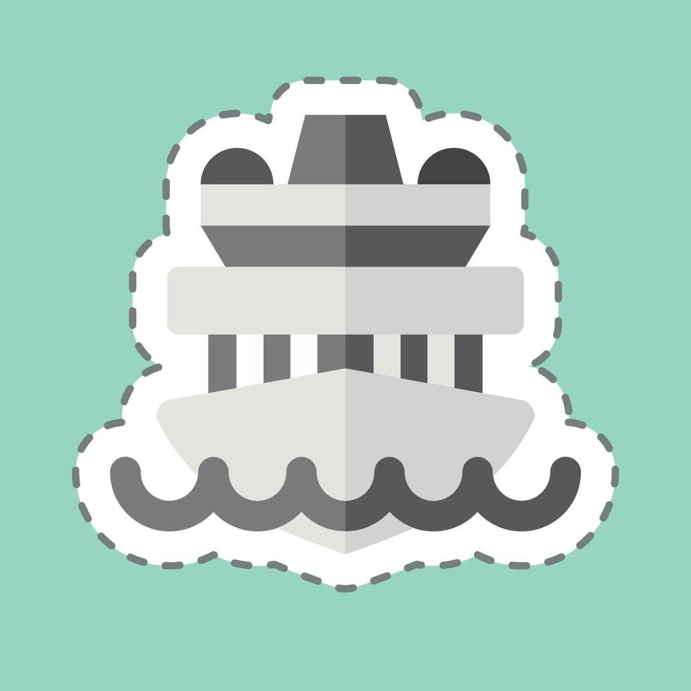 Sticker line cut Cruise Ship. related to Vehicle symbol. editable vector