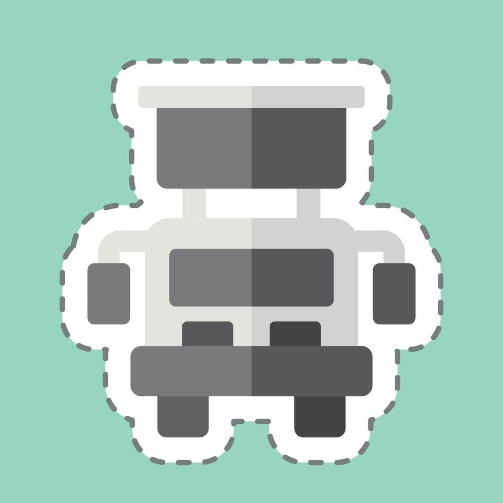 Sticker line cut Hook and Ladder Truck. related to Vehicle symbol. editable vector