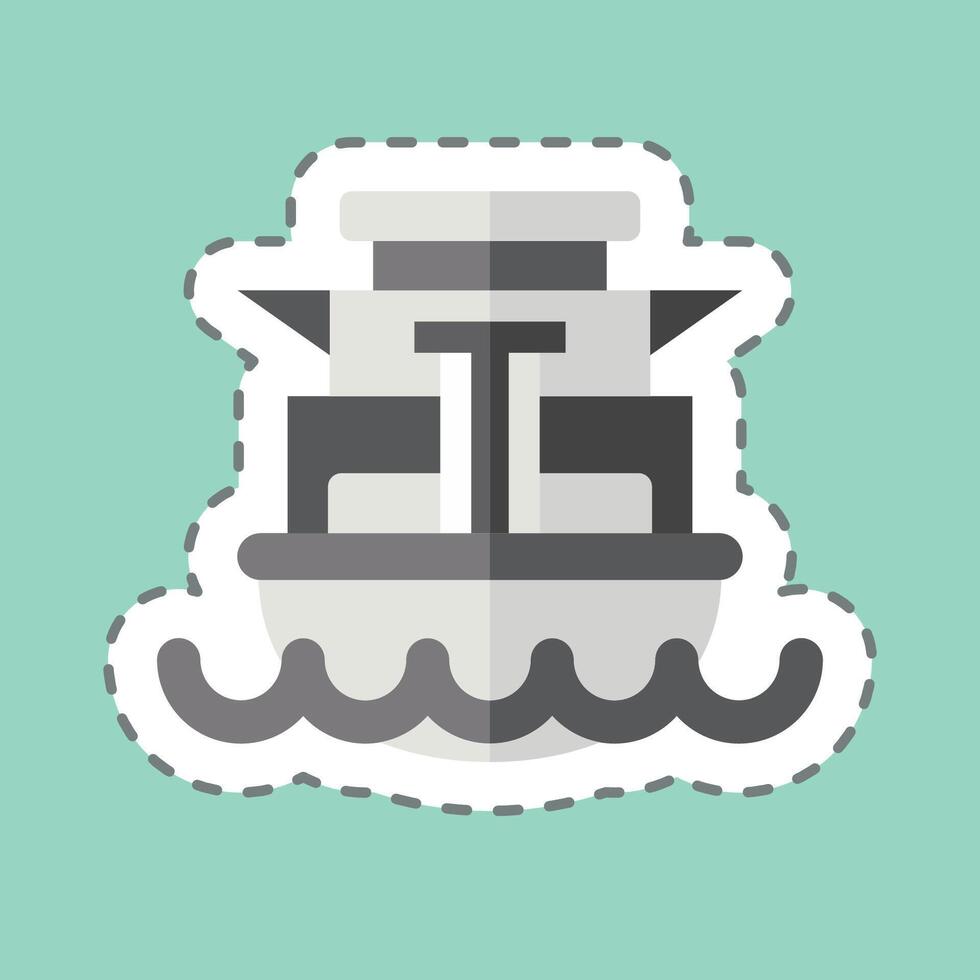 Sticker line cut Cargo Ship. related to Vehicle symbol. editable vector