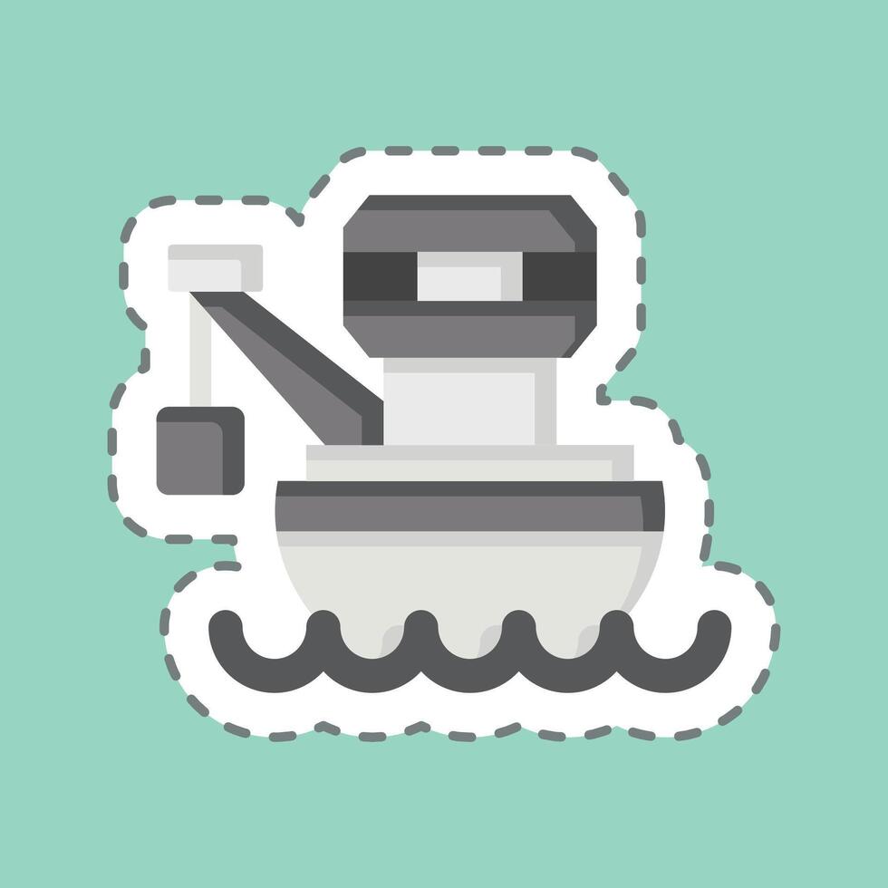 Sticker line cut Barge. related to Vehicle symbol. editable vector