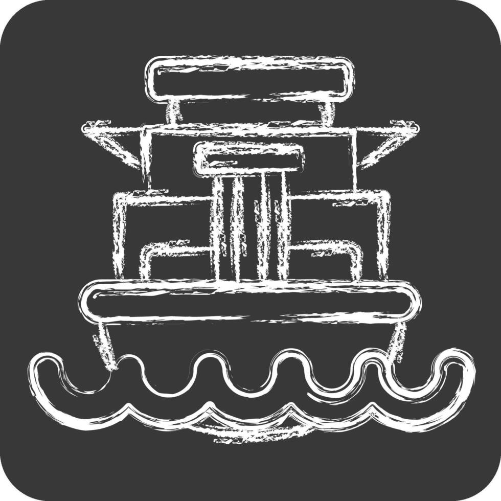 Icon Cargo Ship. related to Vehicle symbol. chalk Style. editable vector