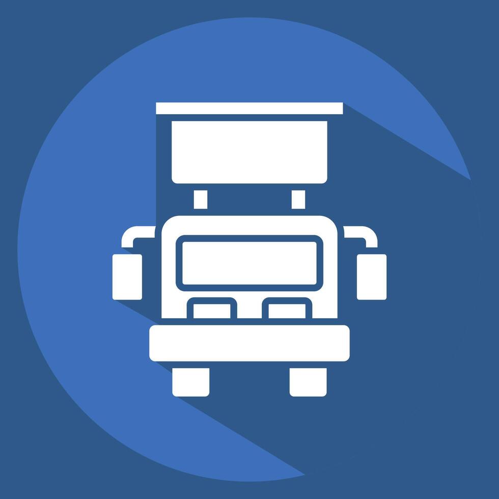 Icon Hook and Ladder Truck. related to Vehicle symbol. long shadow style. editable vector