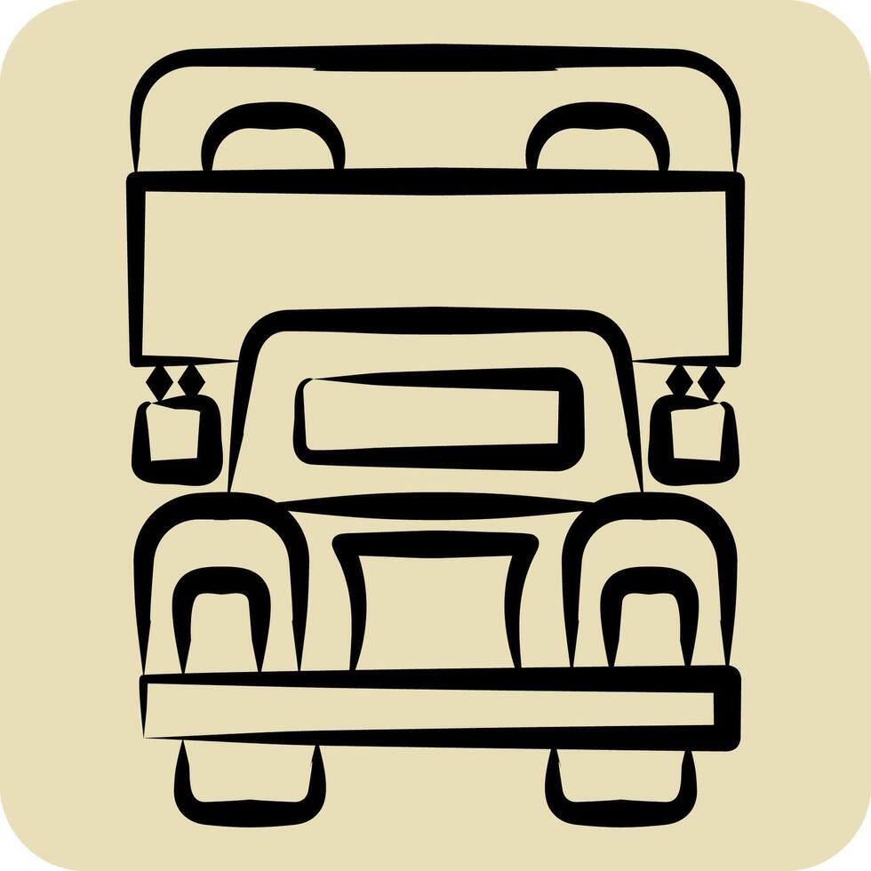 Icon Delivery Truck. related to Vehicle symbol. hand drawn style. editable vector