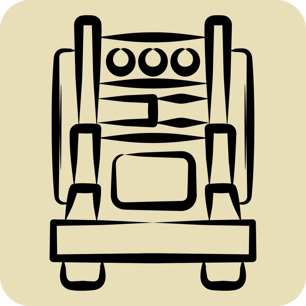 Icon Eighteen Wheeler. related to Vehicle symbol. hand drawn style. editable vector
