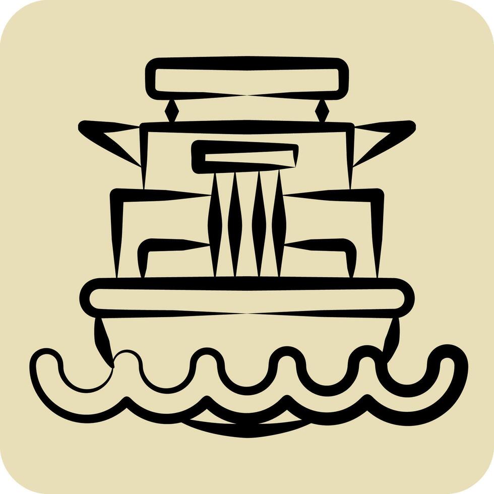 Icon Cargo Ship. related to Vehicle symbol. hand drawn style. editable vector
