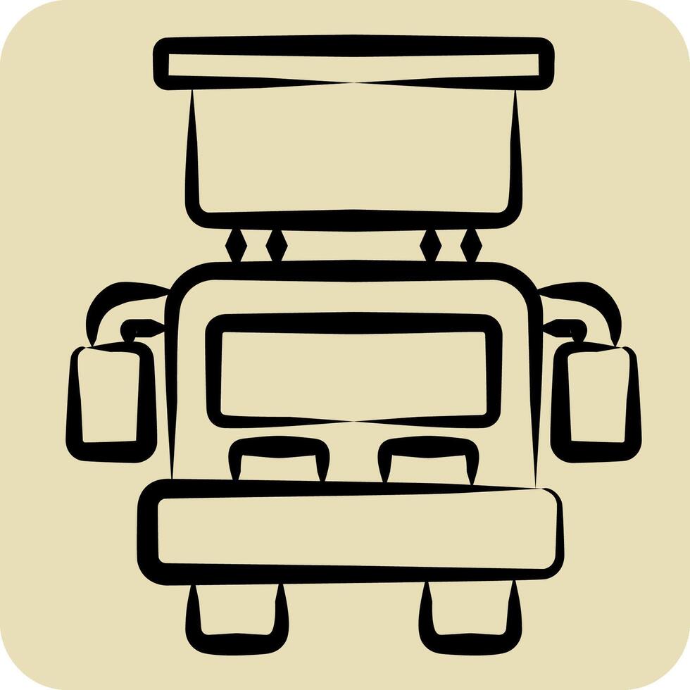 Icon Hook and Ladder Truck. related to Vehicle symbol. hand drawn style. editable vector