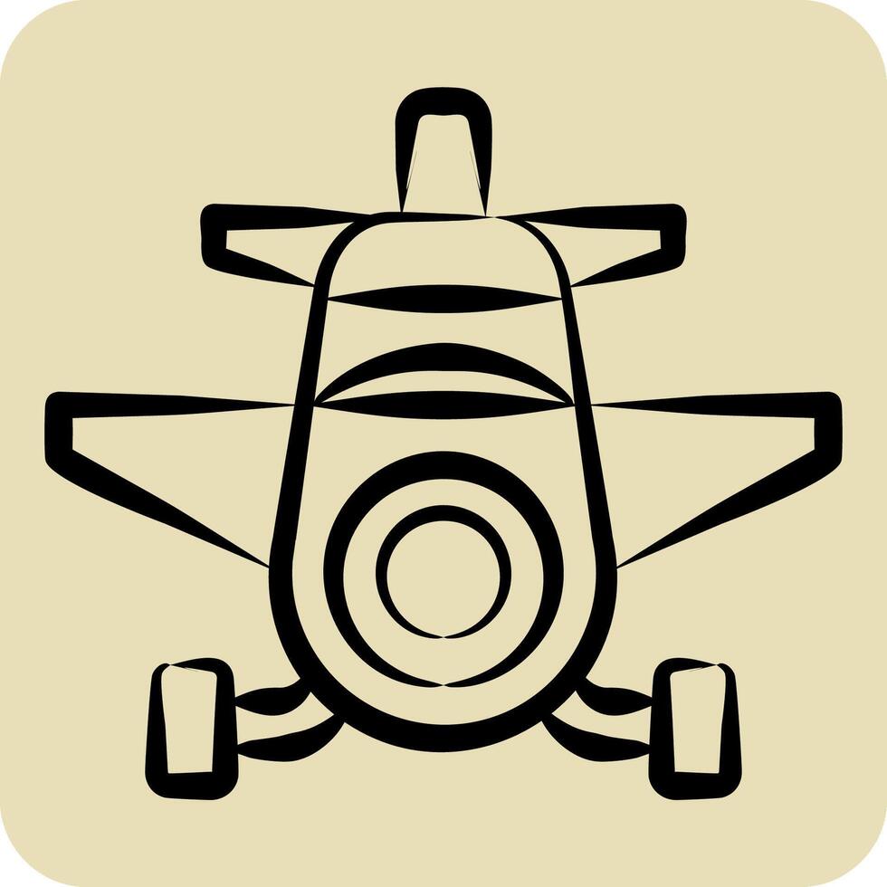 Icon Crop Duster. related to Vehicle symbol. hand drawn style. editable vector